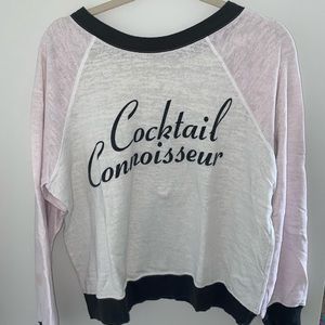 WILDFOX PINK WHITE AND GRAY COCKTAIL SWEATSHIRT